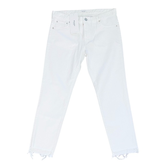 Moussy Vintage MV Buffalo Skinny White Mid Rise Fray Step Cut Hem Jean Size 30 - Picture 5 of 16